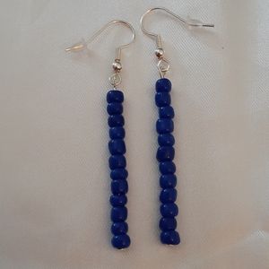 Stacked purple dangle seed bead bar line earrings Handmade Beaded earrings